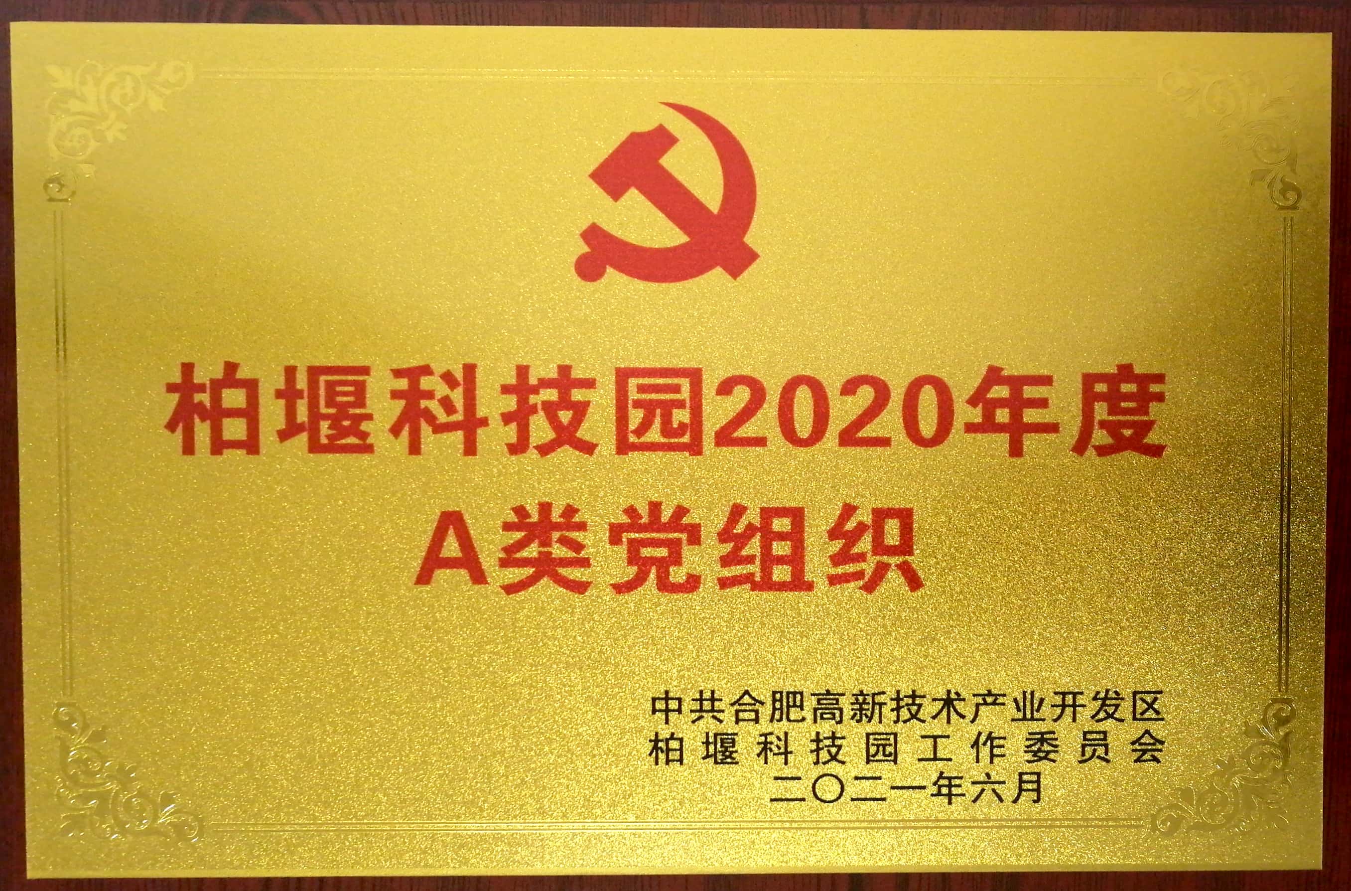 开云体育党支部被评为“柏堰科技园2020年度A类党组织”