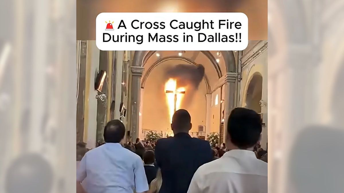 Video captures cross ablaze during Dallas church Mass