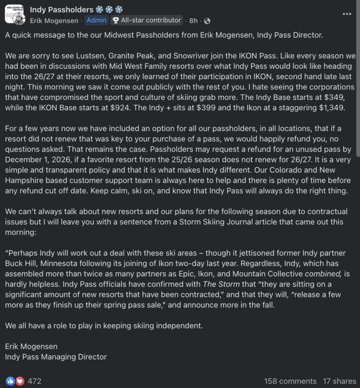 Ikon Pass Expands Influence in Midwest Ski Scene