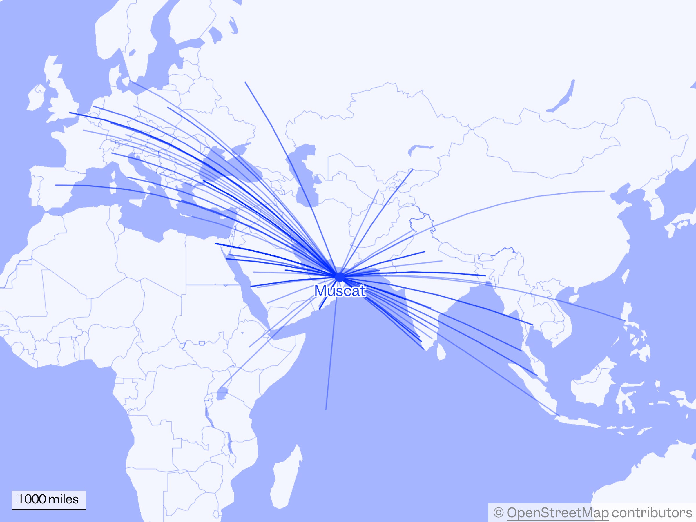 Maps reveal Muscat’s rise as Middle East air travel hub amid major airport closures