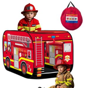 Britik Fire Truck Pop-Up Play Tent for Kids (Ages 3-5)