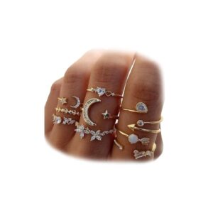 KISS WIFE Gold Stackable Moon Star Knuckle Rings Set – Affordable Luxury Jewelry
