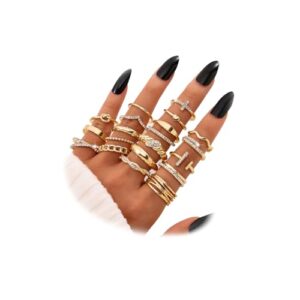 KISS WIFE Gold Silver Black Kunckle Rings Set Review – Dainty Stackable Finger Rings