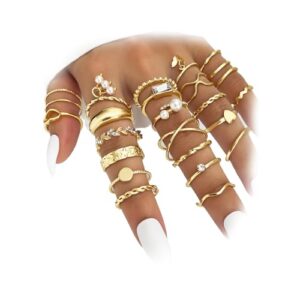 IFKM 24PCS Gold Knuckle Rings Set for Women – Vintage Stackable Joint Finger Midi Rings