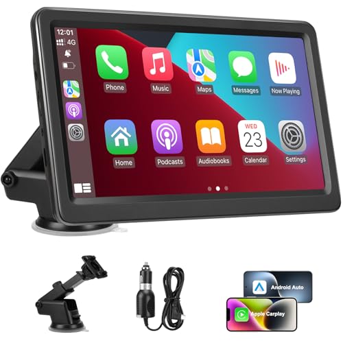 Wireless Carplay & Android Auto Car Screen with GPS – 7″ Portable HD Touchscreen
