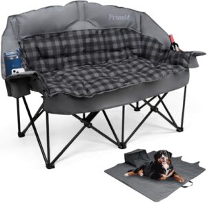 Double Camping Chair Padded Loveseat Camping Couch, Oversized 2 Person Camp Chairs
