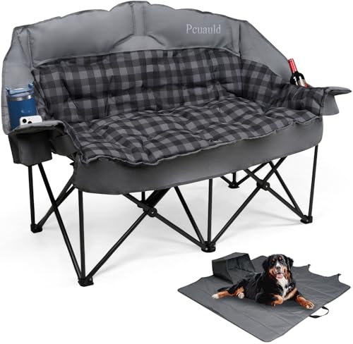 Double Camping Chair Padded Loveseat Camping Couch, Oversized 2 Person Camp Chairs