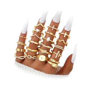 Dodder Gold Stackable Rings Set for Women – Fashionable & Versatile