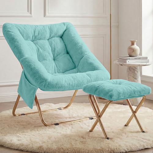 Osumlee Comfy Saucer Chair – Luxurious Faux Fur Lounge Chair for Adults