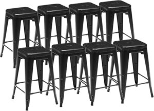 DUMOS Metal Bar Stools Set of 8 – Stackable Counter Height Seating