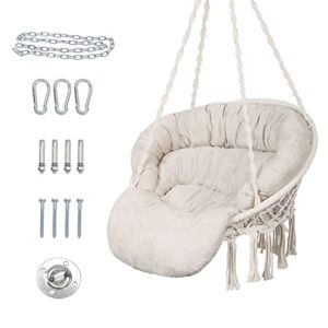 Hammock Chair with Cushion | Bohemian Swing Chair for Bedroom Indoor Outdoor Hammock Chair with Cushion | Bohemian Swing Chair for Bedroom Indoor Outdoor