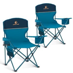 ALPHA CAMP Camping Chair with 4-Can Cooler Bag – Portable Outdoor Chair
