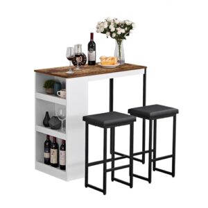Panana 3 Piece Dining Table Set Review – Kitchen Bar Table with Storage