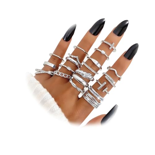 KISS WIFE Gold Silver Black Kunckle Rings Set for Women – Stackable Finger Rings