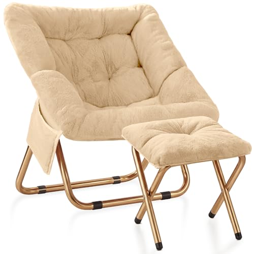 Kasunpul Comfy Saucer Chair | Foldable Faux Fur Lounge Chair