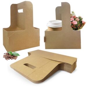 50 Pcs Coffee Drink Carrier with Handle – Easy Assemblable, Disposable Cup Holders for Drinks