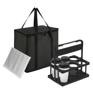 Reusable 6 Cup Drink Carrier with Insulated Bag – Food Delivery Made Easy