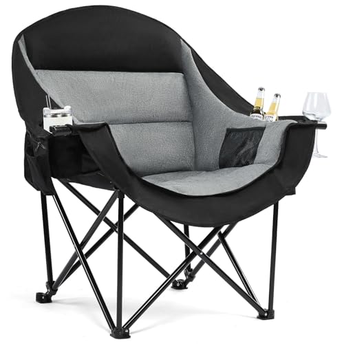 Oversized Camping Chairs for Adults – Heavy Duty Padded Outdoor Folding Lawn Chair