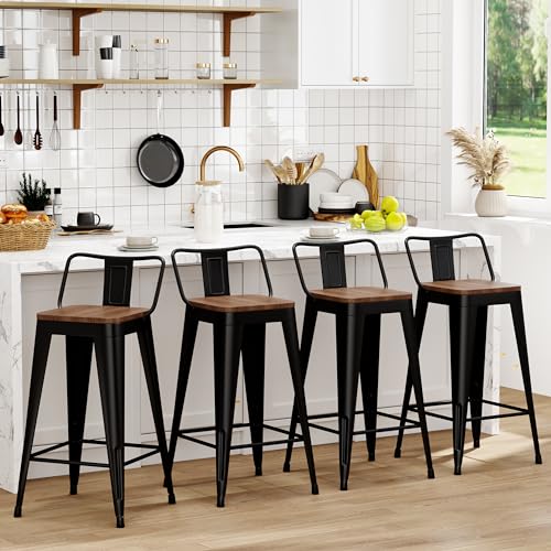 WENTMENT Metal Bar Stools Set of 4 Counter Height Barstools Review