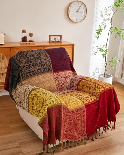AIVIA Boho Throw Blanket – Colorful Chenille Jacquard Blankets