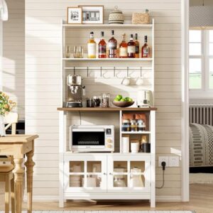 ChooChoo Farmhouse Bakers Rack with Power Outlets and Storage UK