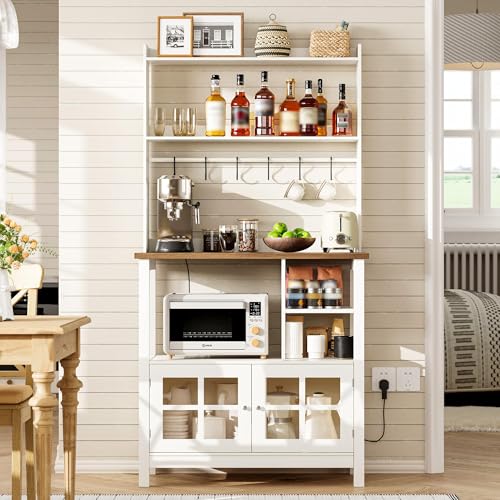 ChooChoo Farmhouse Bakers Rack with Power Outlets and Storage UK