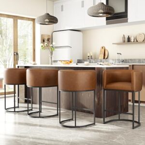 VATROS 26″ H Counter Height Bar Stools Set of 4 – Modern Barrel Stools