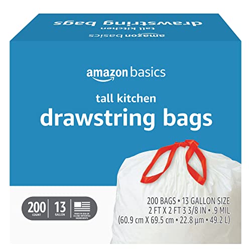 Amazon Basics Tall Kitchen Drawstring Trash Bags Review
