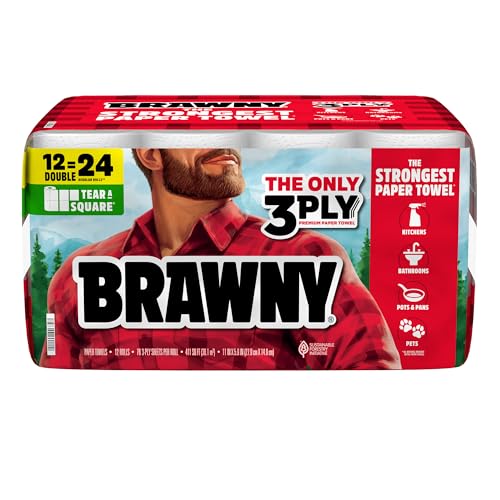 Brawny Tear-A-Square 3-Ply Paper Towels Review: Strong & Absorbent