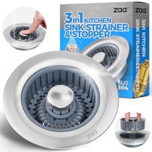 3 in 1 Sink Strainer: Keep Drains Clear & Stop Clogs