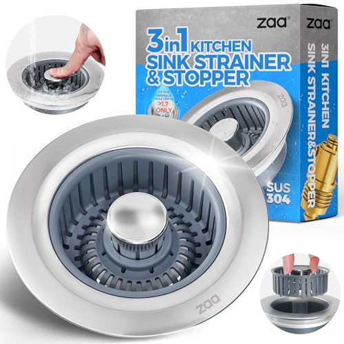 3 in 1 Sink Strainer: Keep Drains Clear & Stop Clogs